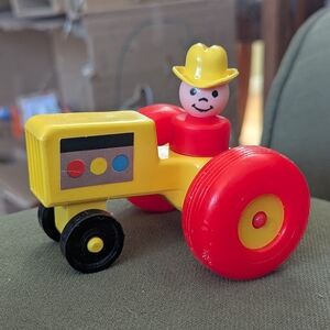 Classic Yellow and Red Toy Tractor